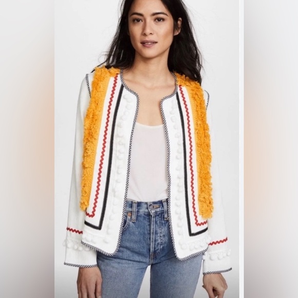 Anthropologie Jackets & Blazers - NWT English factory Bohemian festival Tassel & Pom Pom Trim Open Front Jacket